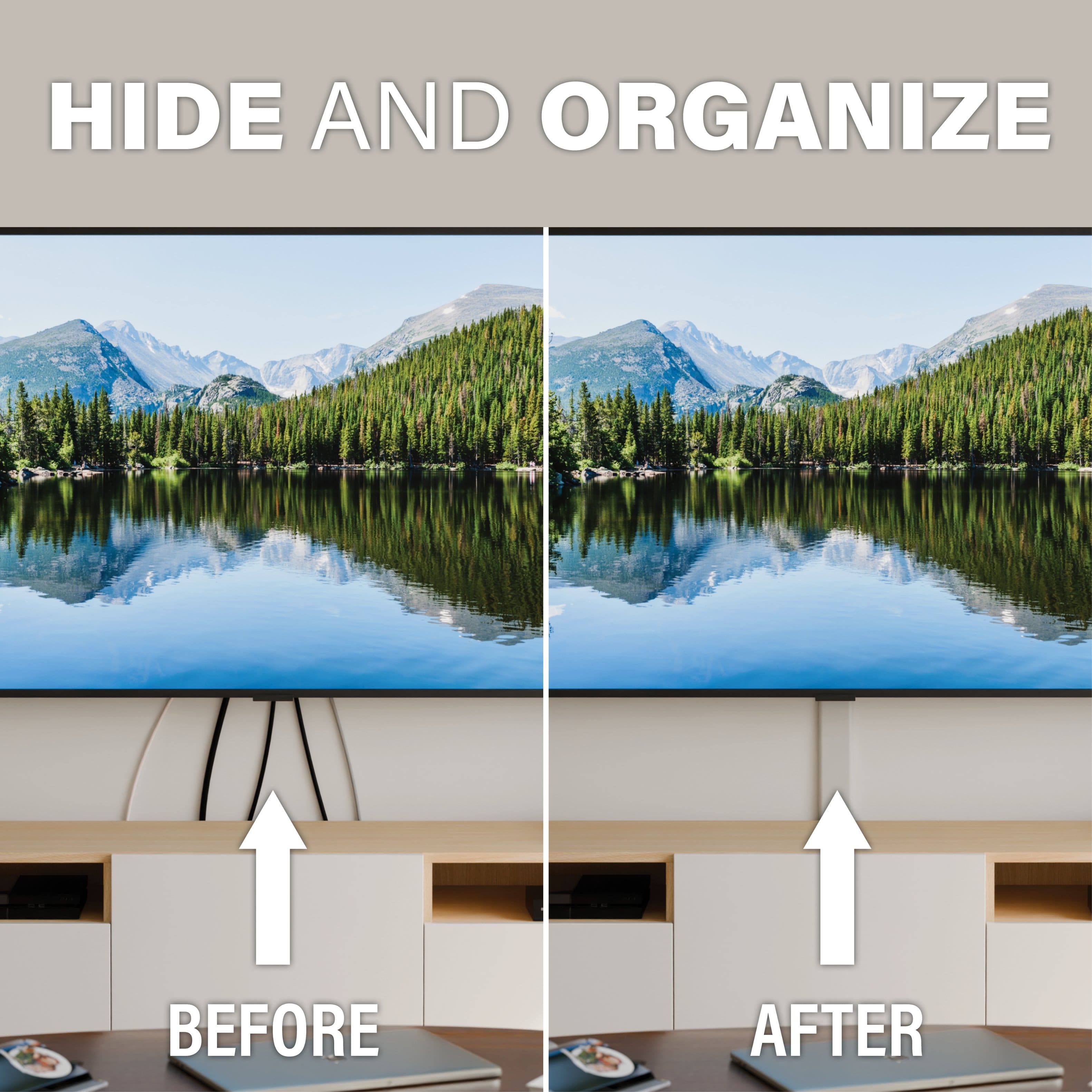 Hide and organize before after