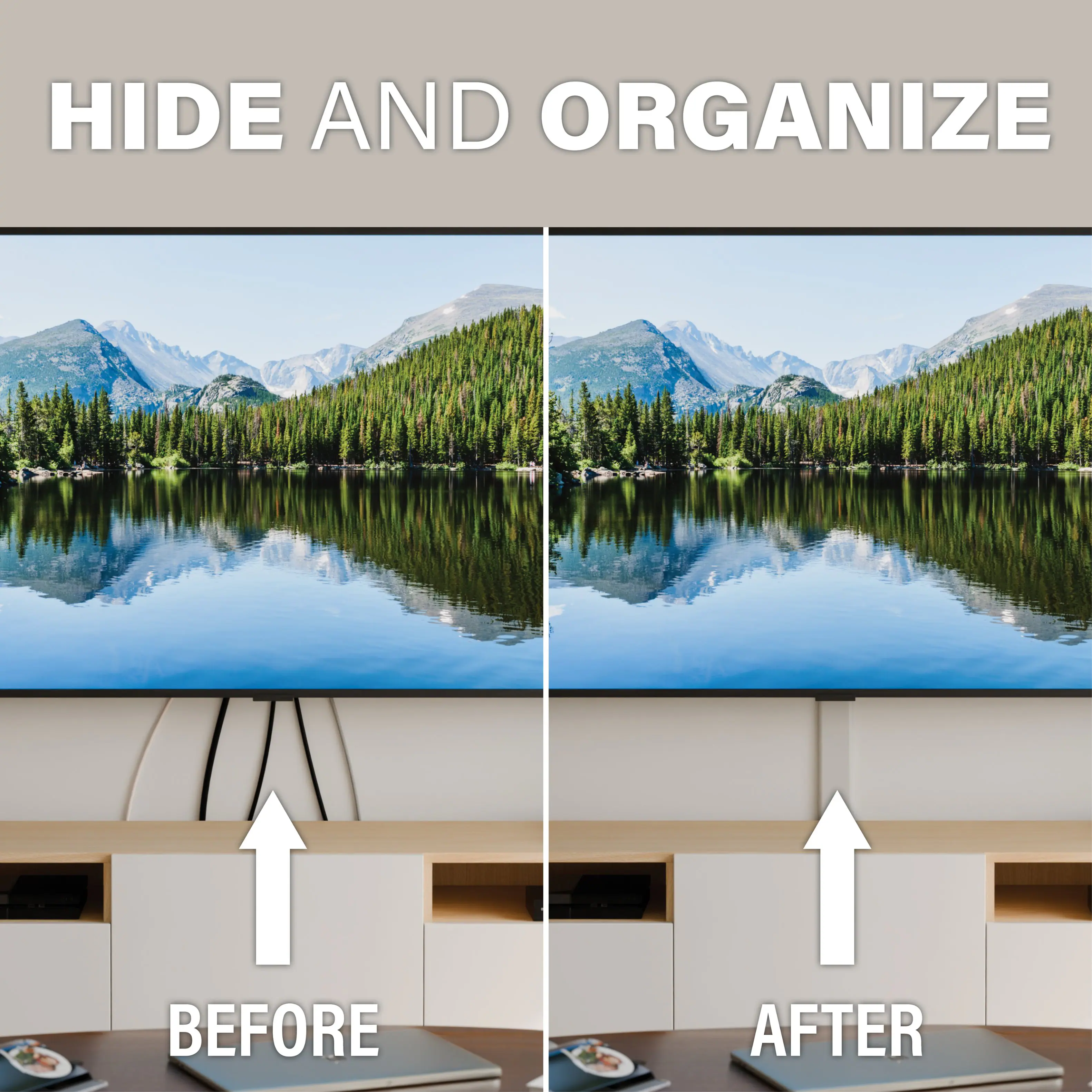 Hide and organize before after