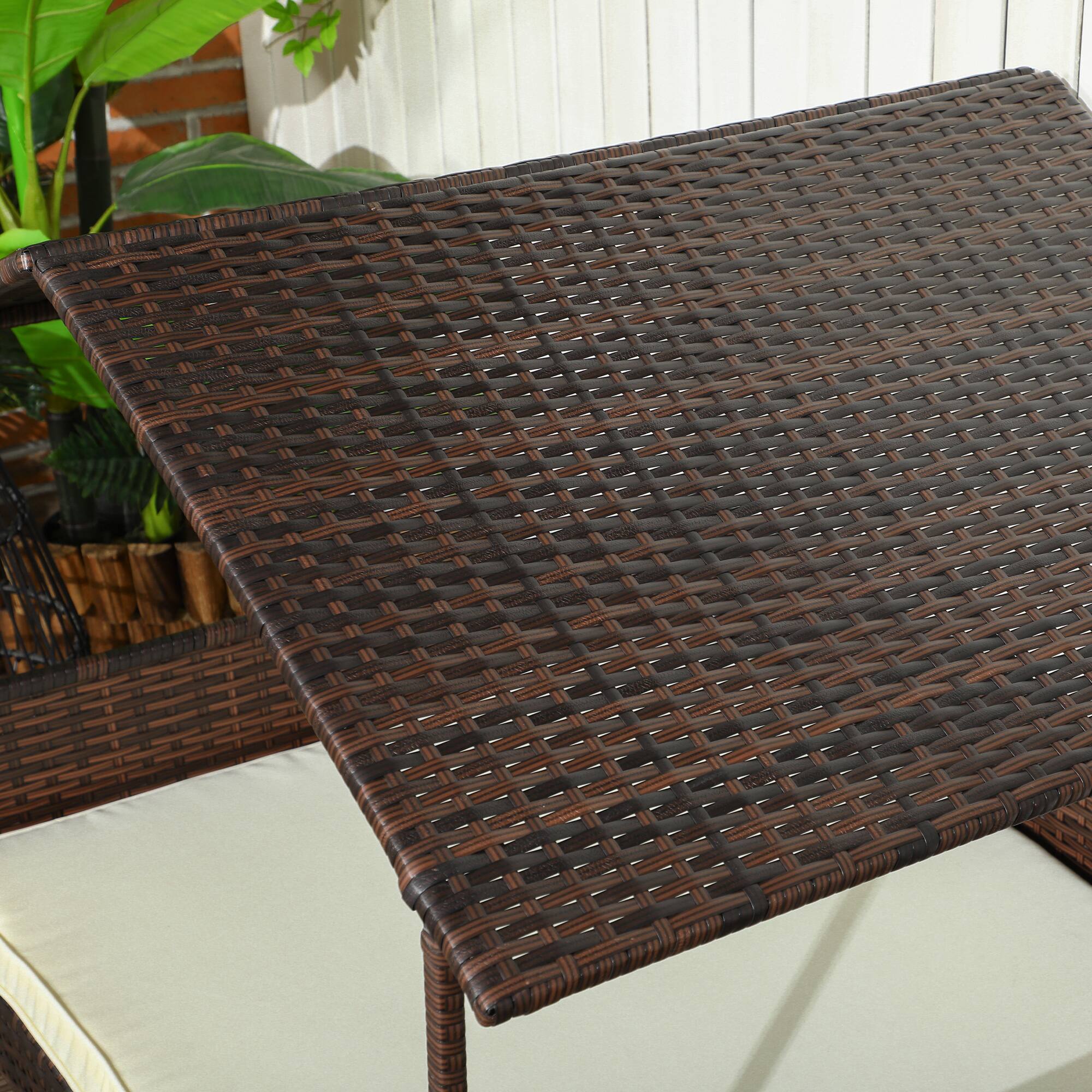 Alt View 5. Pawhut - Outdoor Wicker Dog House with Canopy, Rattan Bed, Soft Cushion Removable Cover, Medium/Large Dogs - Cream White.