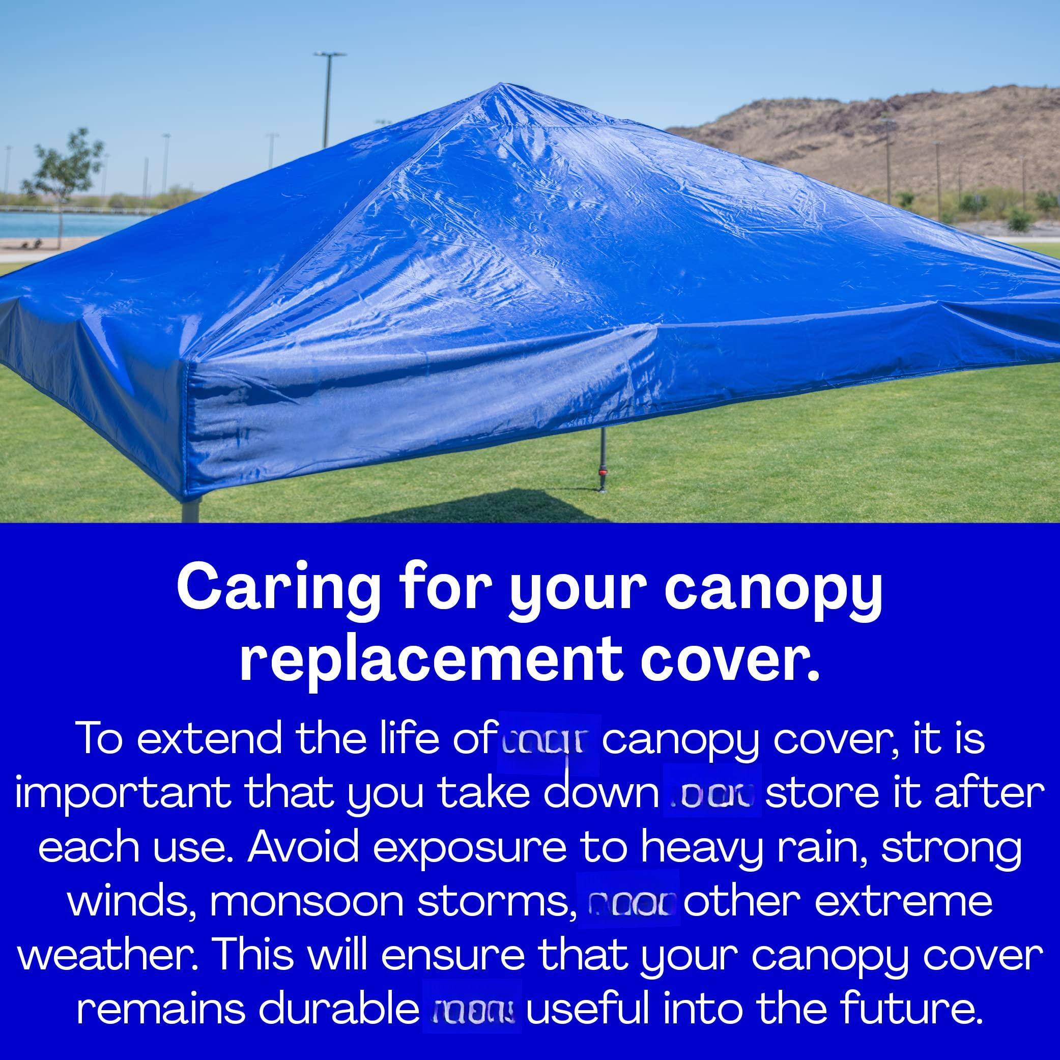 Caring for your canopy replacement cover.

To extend the life of your canopy cover, it is important that you take it down and store it after each use. Avoid exposure to heavy rain, strong winds, monsoon storms, or other extreme weather. This will ensure that your canopy cover remains durable and useful into the future.