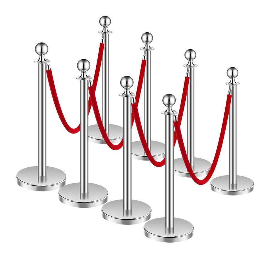 Led Velvet Ropes VEVOR Stanchions and Velvet Ropes 8Pcs, Hollow Base with Stainless ...