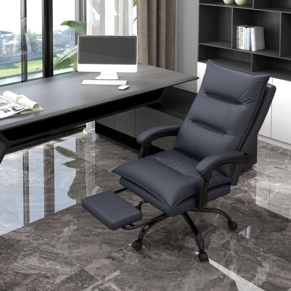 Angle. Loheer - Loheer Heated Massage Office Chair with Footrest Gray - Gray.