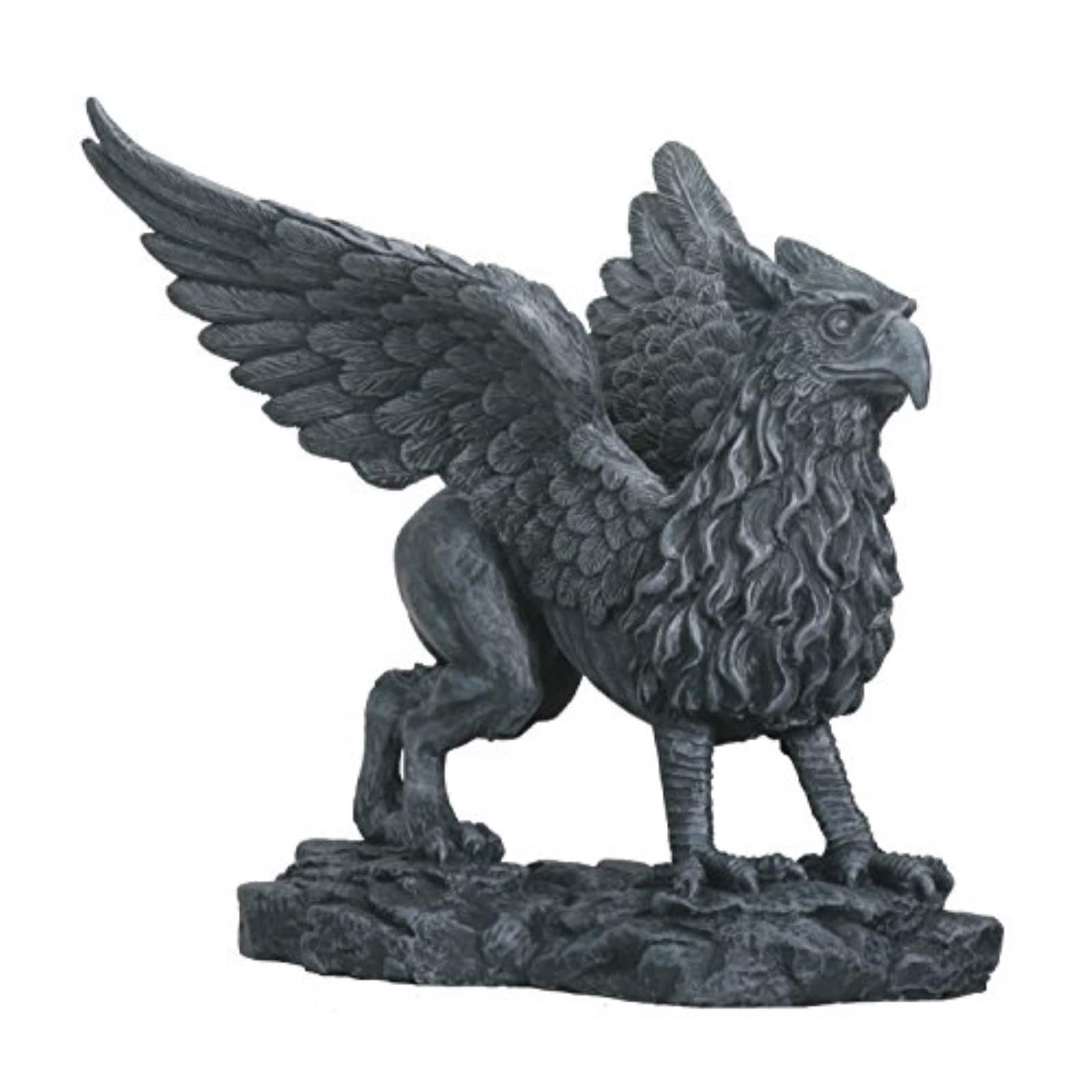 Pacific Trading - Standing Griffin with Open Wings Statue Figurine Mythical Fantasy 5.25 inch - Gray