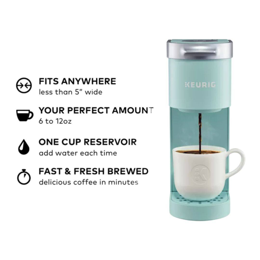 - FITS ANYWHERE  
  less than 5" wide

- YOUR PERFECT AMOUNT  
  6 to 12oz

- ONE CUP RESERVOIR  
  add water each time

- FAST & FRESH BREWED  
  delicious coffee in minutes