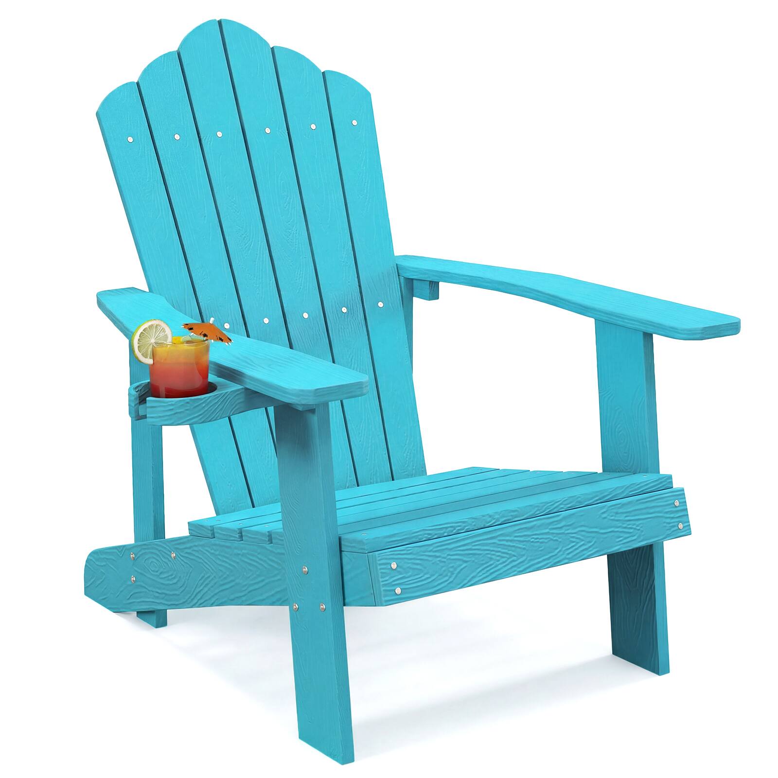 Alt View 8. Gymax - Gymax 2Pcs Oversized Adirondack Chair Lounge Adirondack Chair w/Adjustable Cup Holder Turquoise - Green.