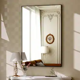 Easly - 30 in. W x 40 in. H Rectangle Aluminum Alloy Frame Vanity Wall Mirror - Black