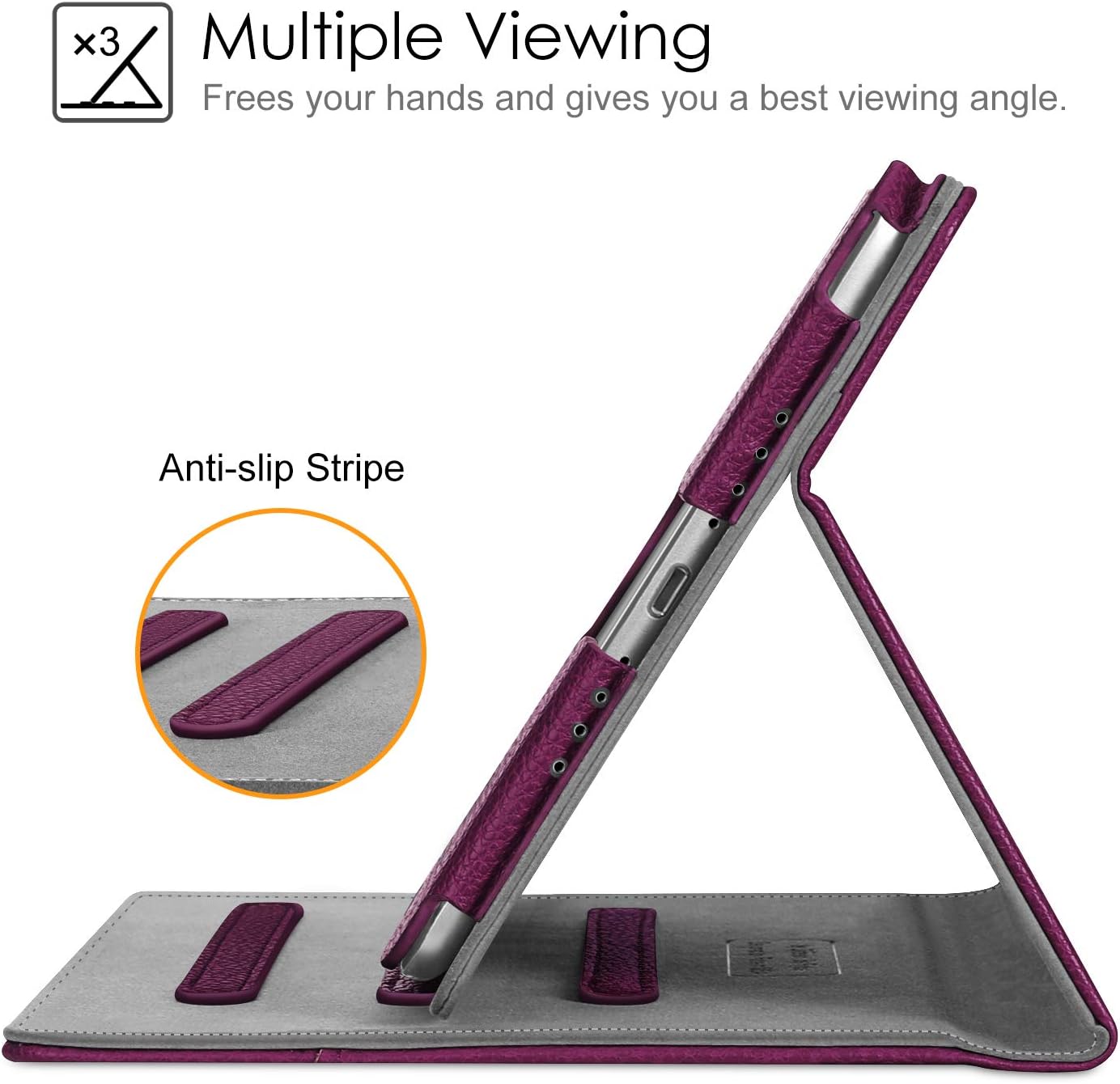 Multiple Viewing  
Frees your hands and gives you a best viewing angle.  

Anti-slip Stripe