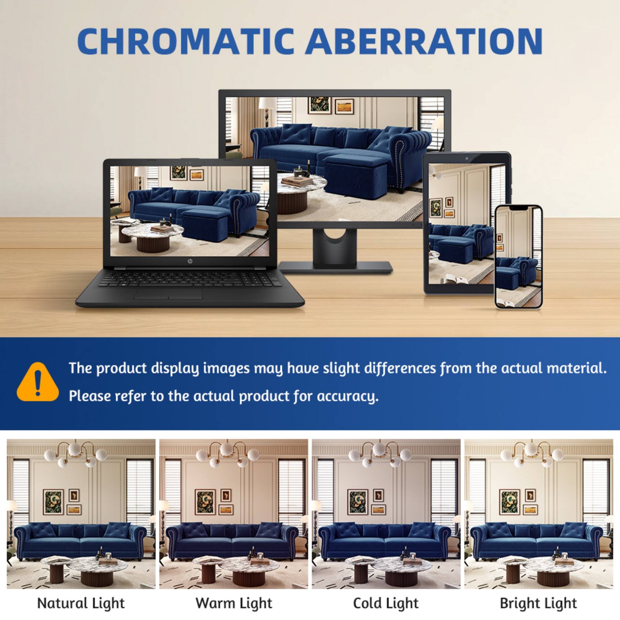 CHROMATIC ABERRATION

The product display images may have slight differences from the actual material. Please refer to the actual product for accuracy.

Natural Light  
Warm Light  
Cold Light  
Bright Light