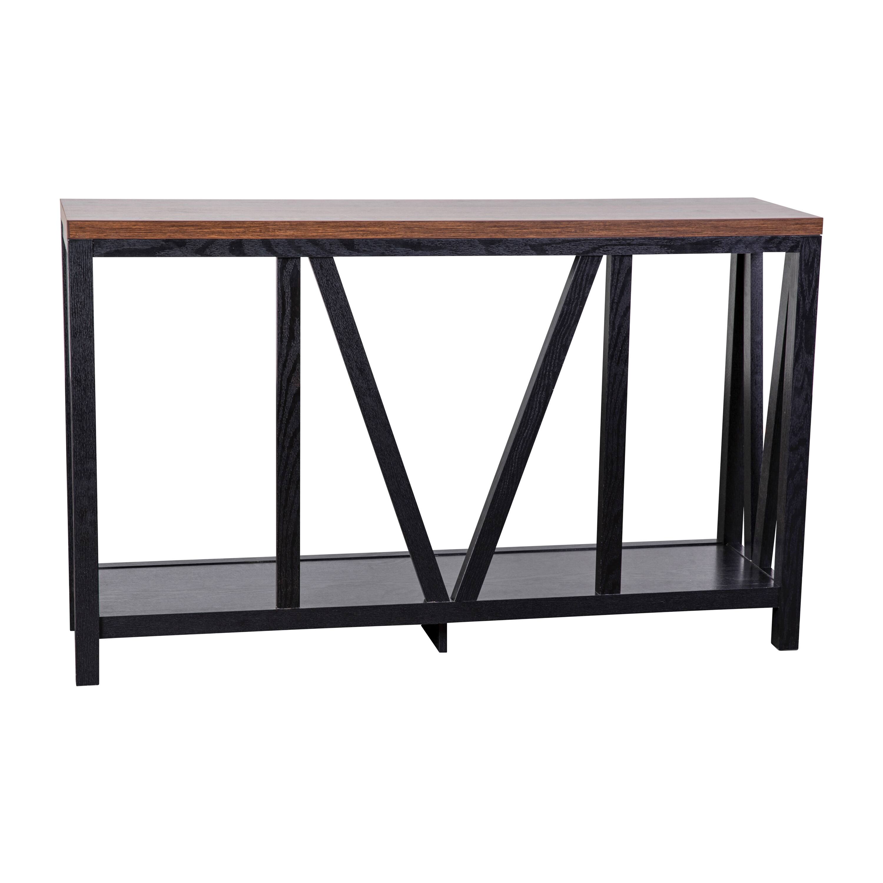 Alt View 7. Emma + Oliver - Owen Modern Farmhouse Entryway Console Accent Table - Walnut Top/Black Frame.