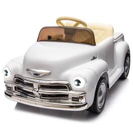 GARVEE - 12V Kids Ride On Car, Licensed Chevrolet, Parent Remote Control, 2 Speed, Music MP3, 4-Wheel Shock Absorption - White