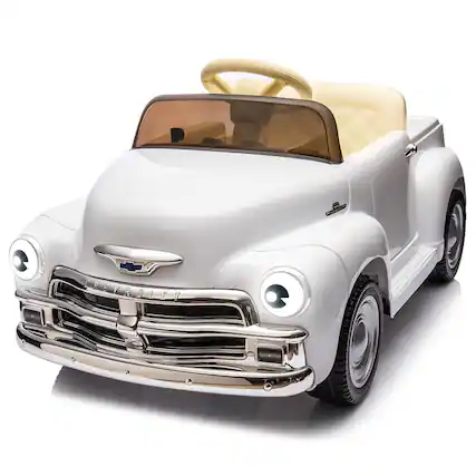 Front. GARVEE - 12V Kids Ride On Car, Licensed Chevrolet, Parent Remote Control, 2 Speed, Music MP3, 4-Wheel Shock Absorption - White.