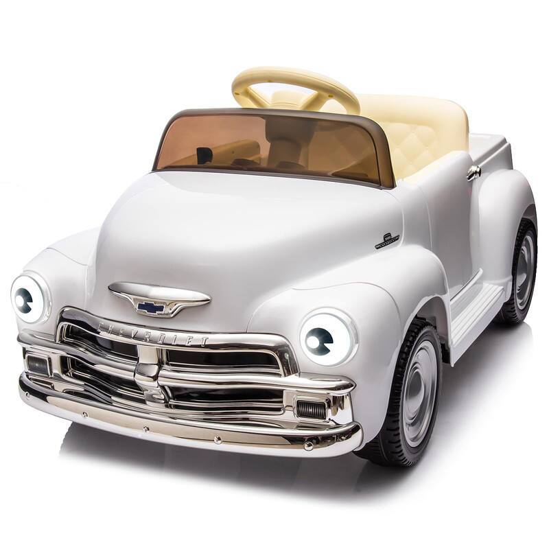 Front. GARVEE - 12V Kids Ride On Car, Licensed Chevrolet, Parent Remote Control, 2 Speed, Music MP3, 4-Wheel Shock Absorption - White.