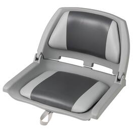 Gymax - Folding Fishing Boat Seat w/High-density Sponge Cushion PVC Surface & PP Frame White - Gray, White
