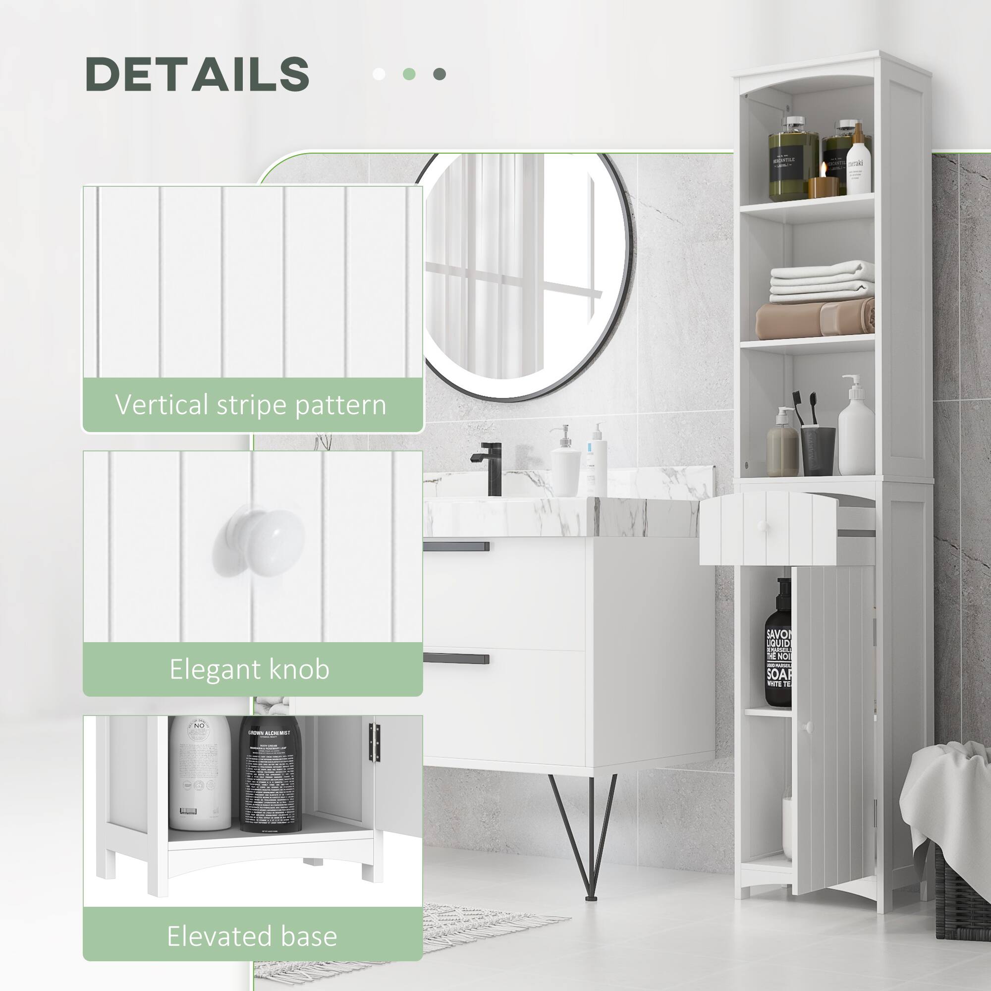 DETAILS - Vertical stripe pattern - Elegant knob - Elevated base