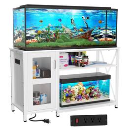 HOMLUX - 55-75 Gallon Fish Tank Stand with Cabinet, Aquarium Stand for Fish Tank Accessories Storage - White