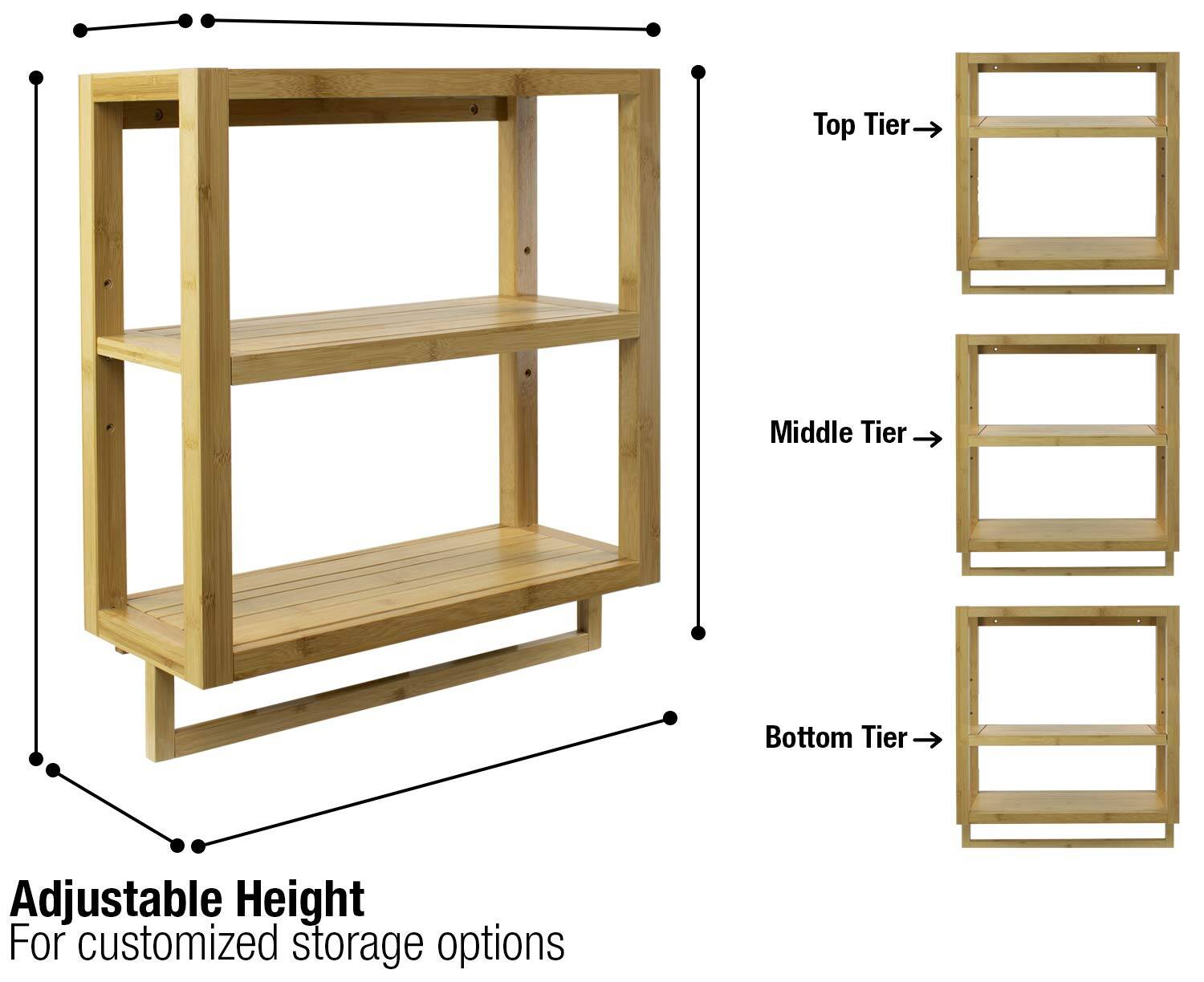 Top Tier  
Middle Tier  
Bottom Tier  

Adjustable Height  
For customized storage options