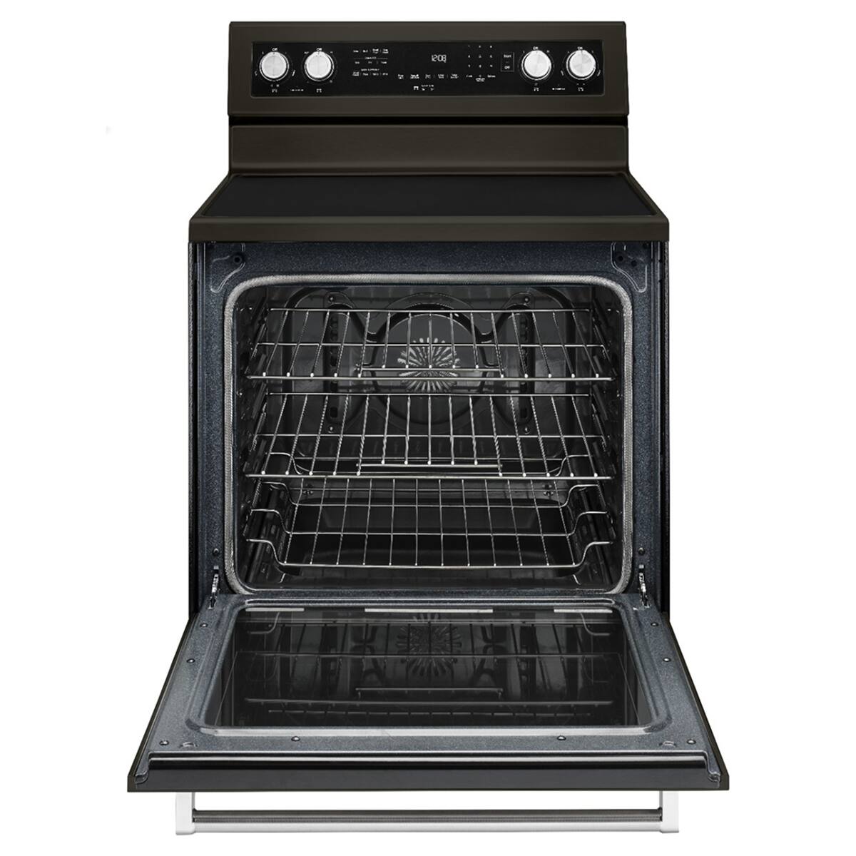 Angle. KitchenAid - KitchenAid - 6.4 Cu. Ft. Self-Cleaning Freestanding Electric Convection Range - Black Stainless Steel - Black Stainless Steel with PrintShieldâ„¢ Finish.