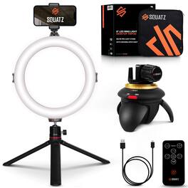 Pyle - SQUATZ 8'' LED Ring Light with Stand and Phone Holder - 360 Rotating & Standard Tripod Kit - 14W, Remote Control