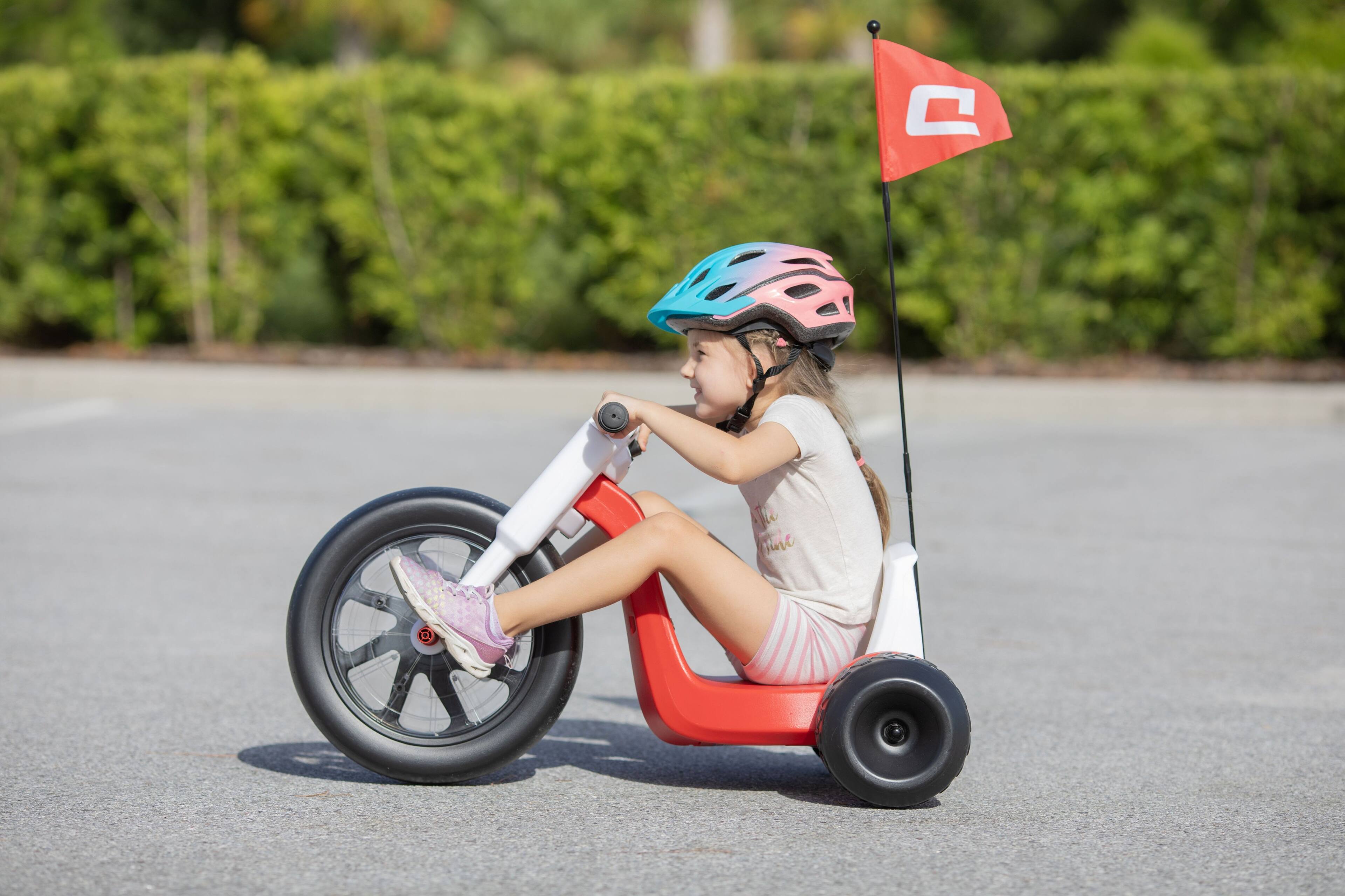 Alt View 8. Droyd - Romper Electric Tricycle for Kids 3+ w/ 3 mi Range & 6 mph Speed – Adjustable Seat, Parental Control & LEDs - Red.