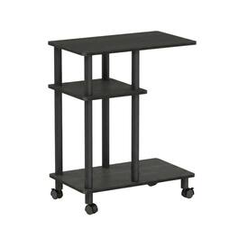 FurniFact - U-Shape Sofa Side Table, Rolling Casters - Espresso - Espresso/Black