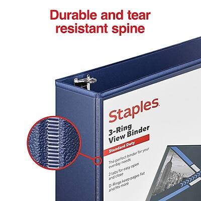 Durable and tear resistant spine

Staples 3-Ring Binder
View Binder
Standard Duty

The perfect binder for your everyday needs
2 easy open tabs for easy access
D-Rings keep pages flat and fit more