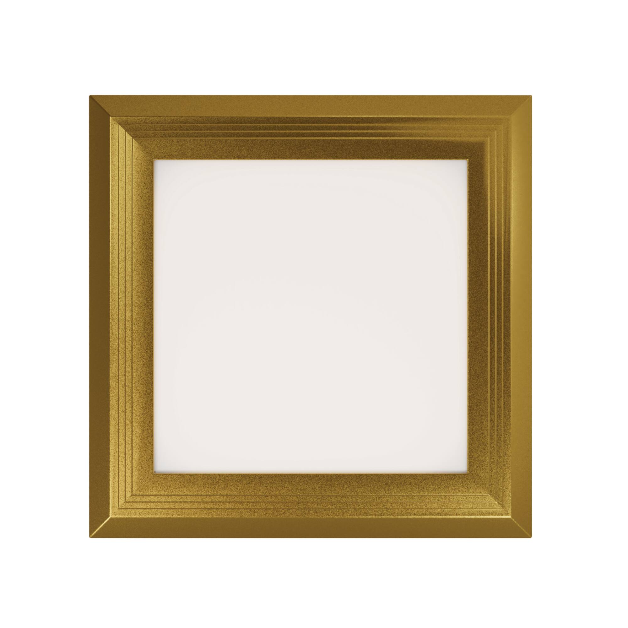 Alt View 1. Next Glow - Ultra Slim 7" LED Ceiling Light Fixture, 3000K Square, Dimmable Flush Mount Light - Brass.