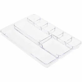 Lorell - Drawer Tray Organizer 9 Compartment(s) 1.18" Height x 9.13" Width x 13.98" Length Plastic 1 Each - Clear