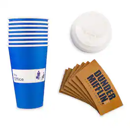 Silver Buffalo - The Office Dunder Mifflin Disposable Paper Travel Cups With Lids | Set of 8 - Blue