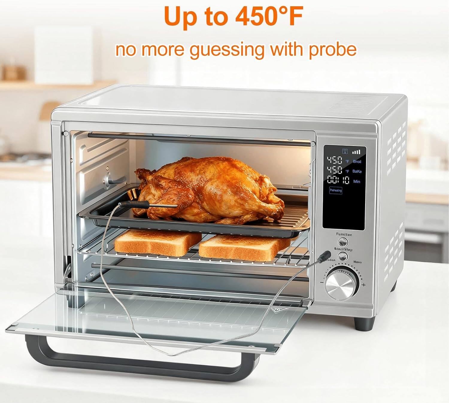 Up to 450°F  
no more guessing with probe