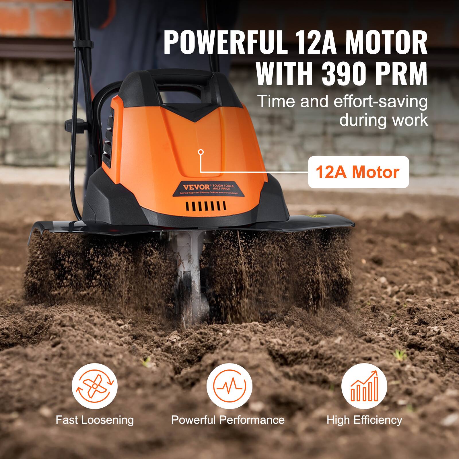 POWERFUL 12A MOTOR WITH 390 PRM Time and effort-saving during work ... VEVOR  12A Motor Fast Loosening Powerful Performance High Efficiency