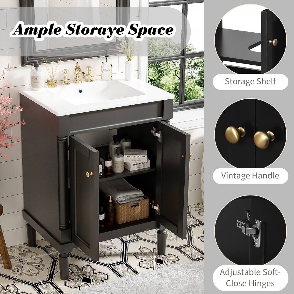 Ample Storage Space  
Storage Shelf  
Vintage Handle  
Adjustable Soft-Close Hinges