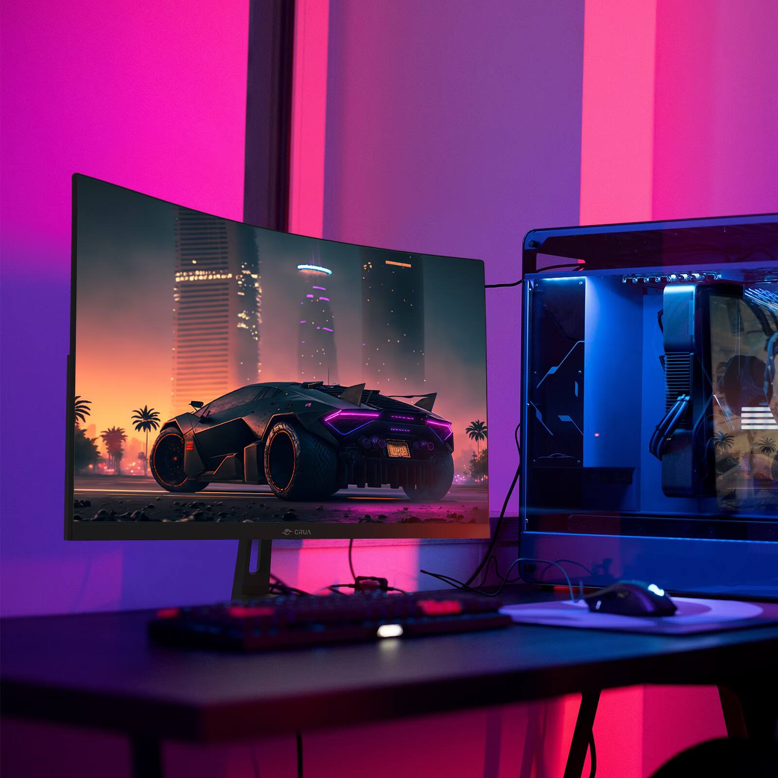 Alt View 5. CRUA - 27" 165Hz/180Hz Curved Gaming Monitor - FHD 1080P,FreeSync,1800R Frameless Computer Monitor, 1ms GTG, DP&HDMI Port.