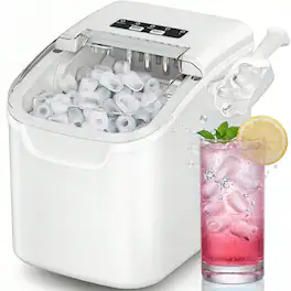 Electactic - Portable 12hq Countertop Bullet Ice Maker 26lbs/24h with Fastest 6‑Min Ice - White