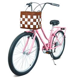 Anysun - 26" 7-Speed City Commuter Bike - Lock & Detachable Basket, Steel Frame, Alloy Wheels & V-Brakes for Urban Riding - Pink