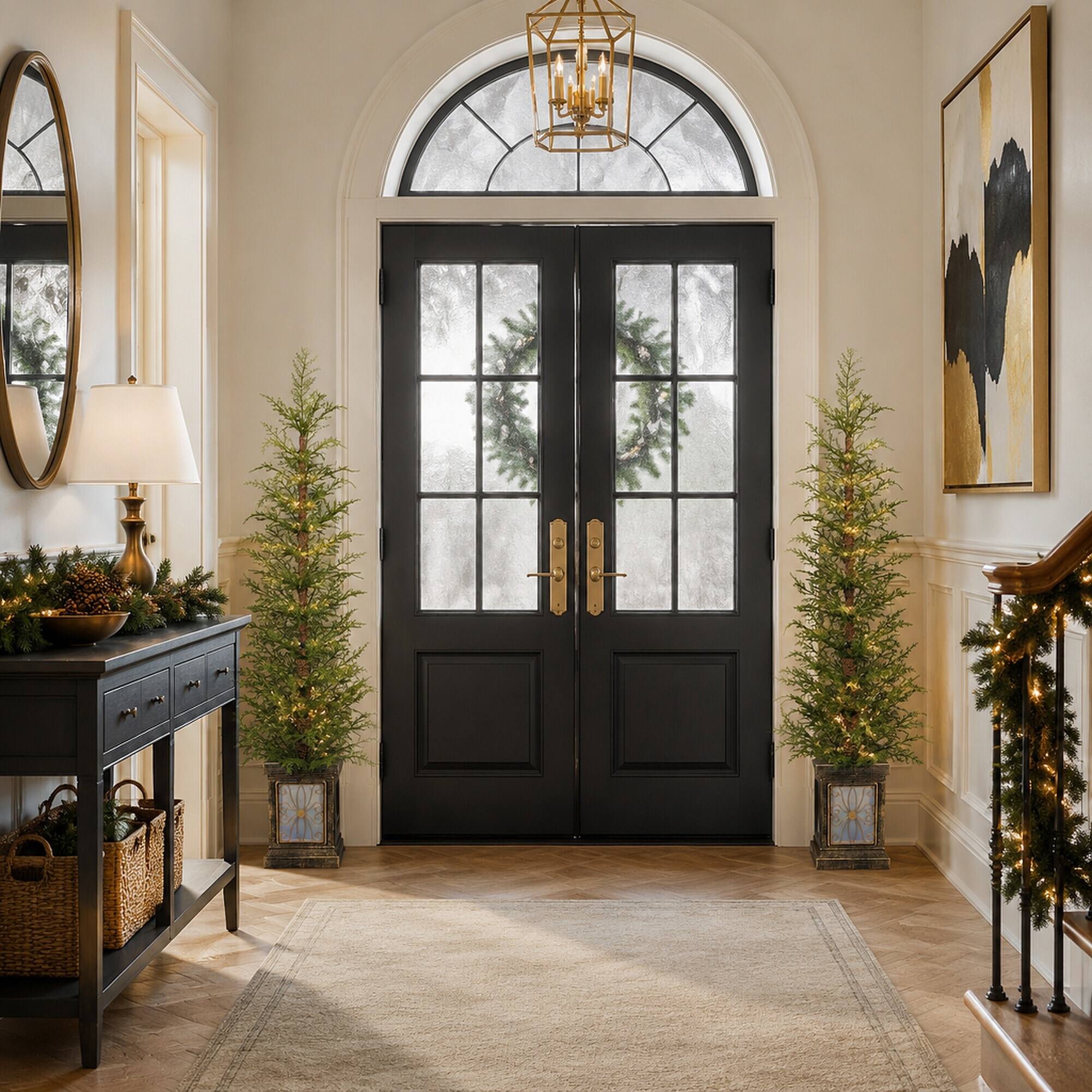 Alt View 1. RYHNUYNE - 4FT Pre-Lit Artificial Christmas Tree 2-Piece, Premium PE Material Easy Assembly Potted Stand Holiday Decor - Green.