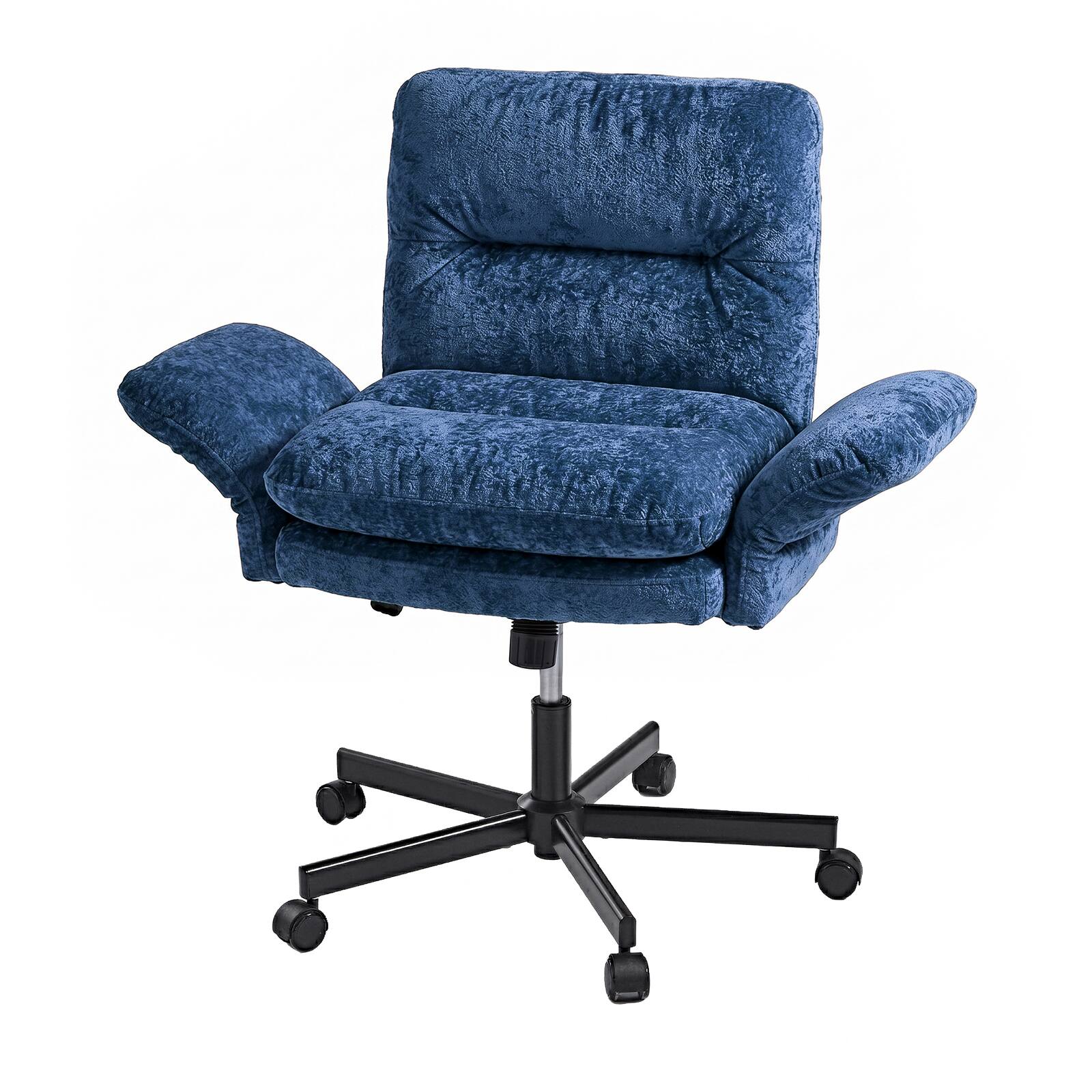 Alt View 6. Bestier - Ergonomic Office Chair with Flip-Up Armrest, Criss Cross Chair 360° Swivel Ergonomic Vanity Chair for Home Office - Blue.