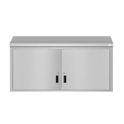 Front. Koolmore - 60 in. Kitchen Wall Cabinet with Hinged Doors and 2 shelves in Stainless-Steel (KM-WMC-1560-S) - Stainless-Steel.