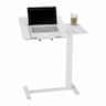 VEVOR - Overbed Table, Mobile Bed Side Table with Flip Desktop and 4 Hidden Wheels,Height & Angle Adjustable Rolling Laptop Desk - White