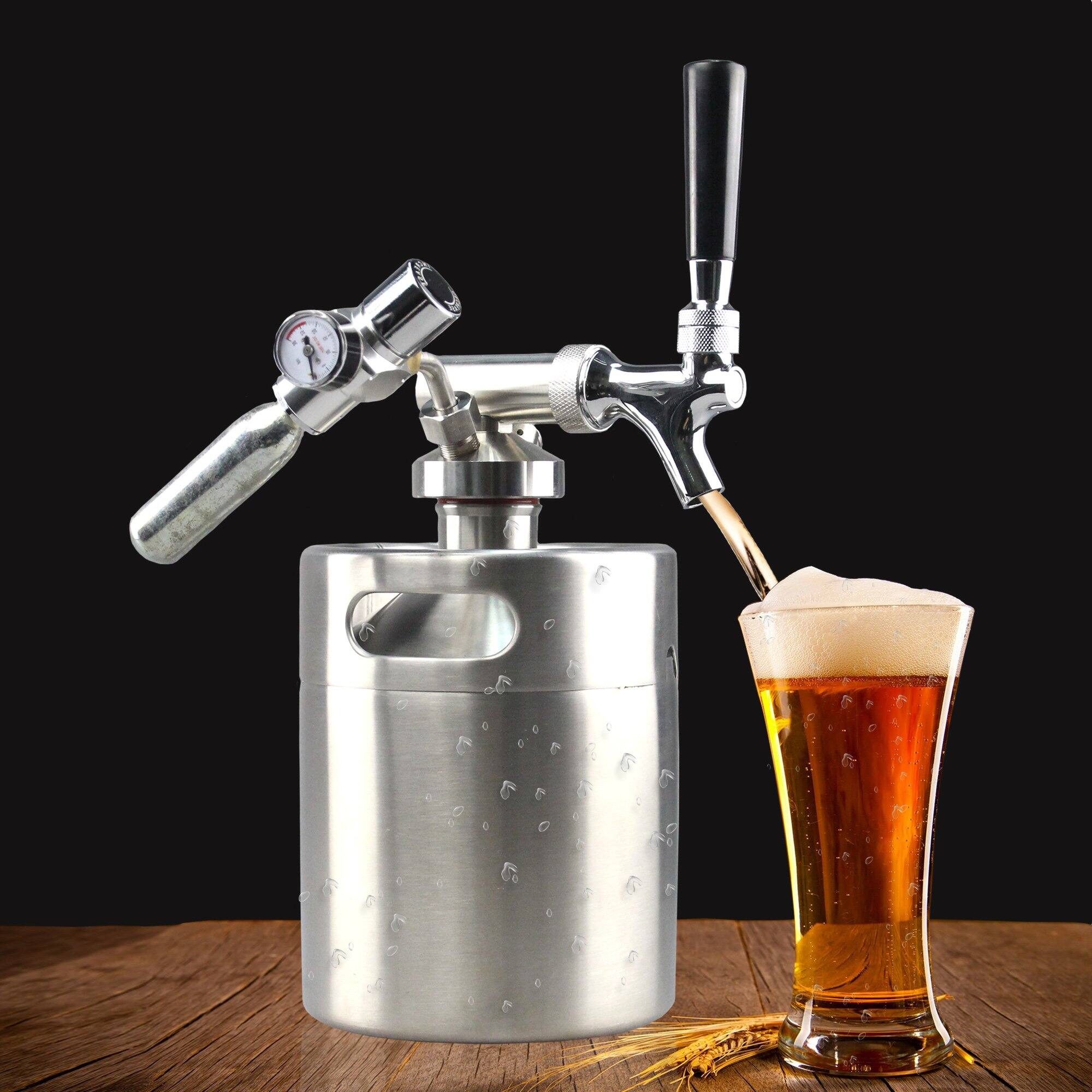 Alt View 1. NutriChef - NutriChef Pressurized Growler Tap System - Stainless Steel Mini Keg Dispenser Portable Kegerator Kit - Black/Chrome.