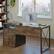Back. Bestier - 55 inch Executive Office Desk with Drawers, Keyboard Tray & File Cabinet for Home Office - Rustic Brown.