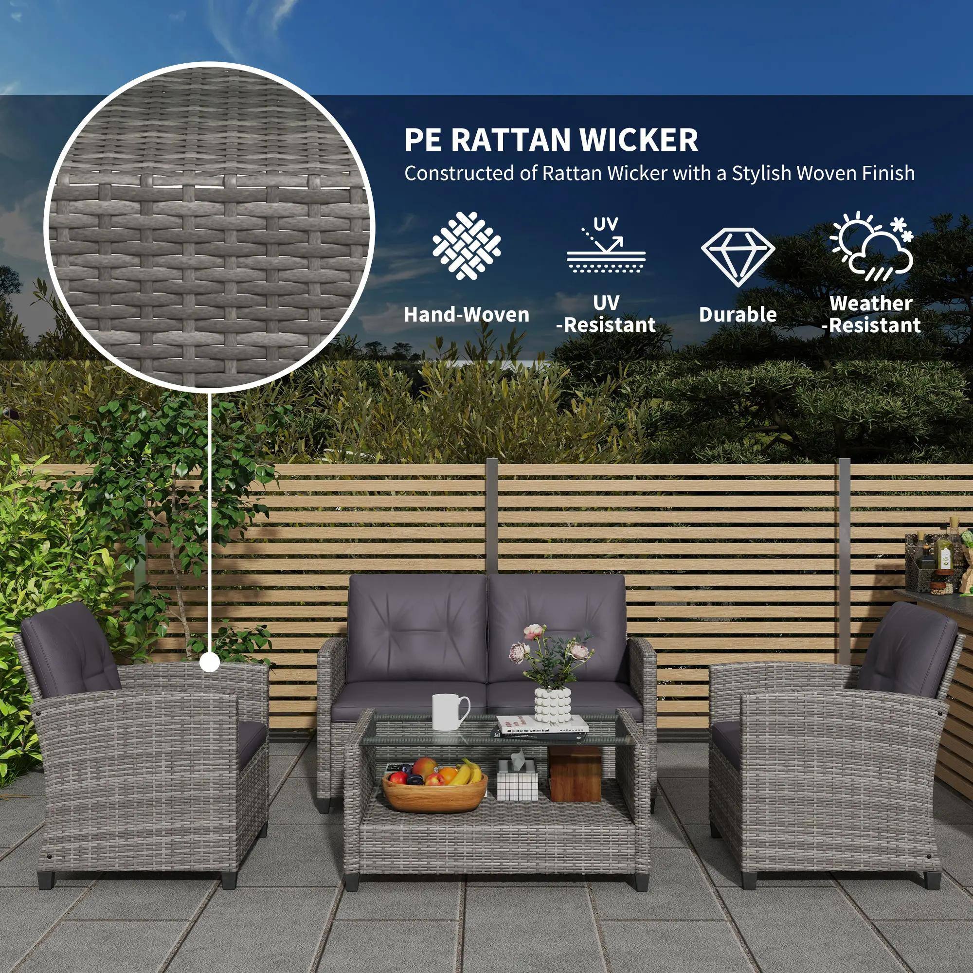 PE RATTAN WICKER Constructed of Rattan Wicker with a Stylish Woven Finish

Hand-Woven
UV-Resistant
Durable
Weather-Resistant