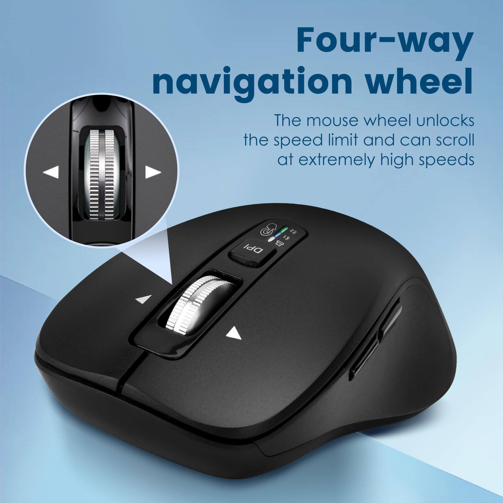 Four-way navigation wheel

The mouse wheel unlocks the speed limit and can scroll at extremely high speeds