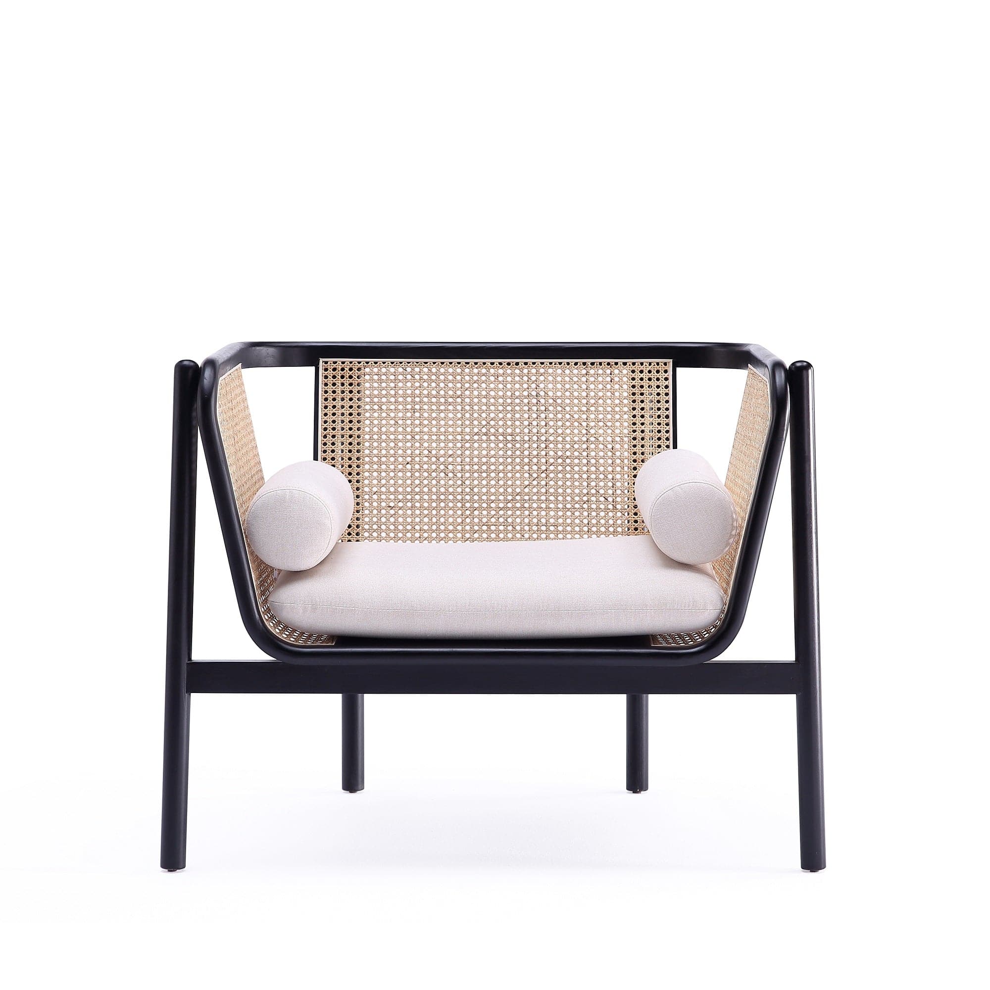 Manhattan Comfort - Versailles Industry Chic Cane Wood Accent Armchair - Cream