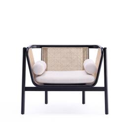 Manhattan Comfort - Versailles Industry Chic Cane Wood Accent Armchair - Cream