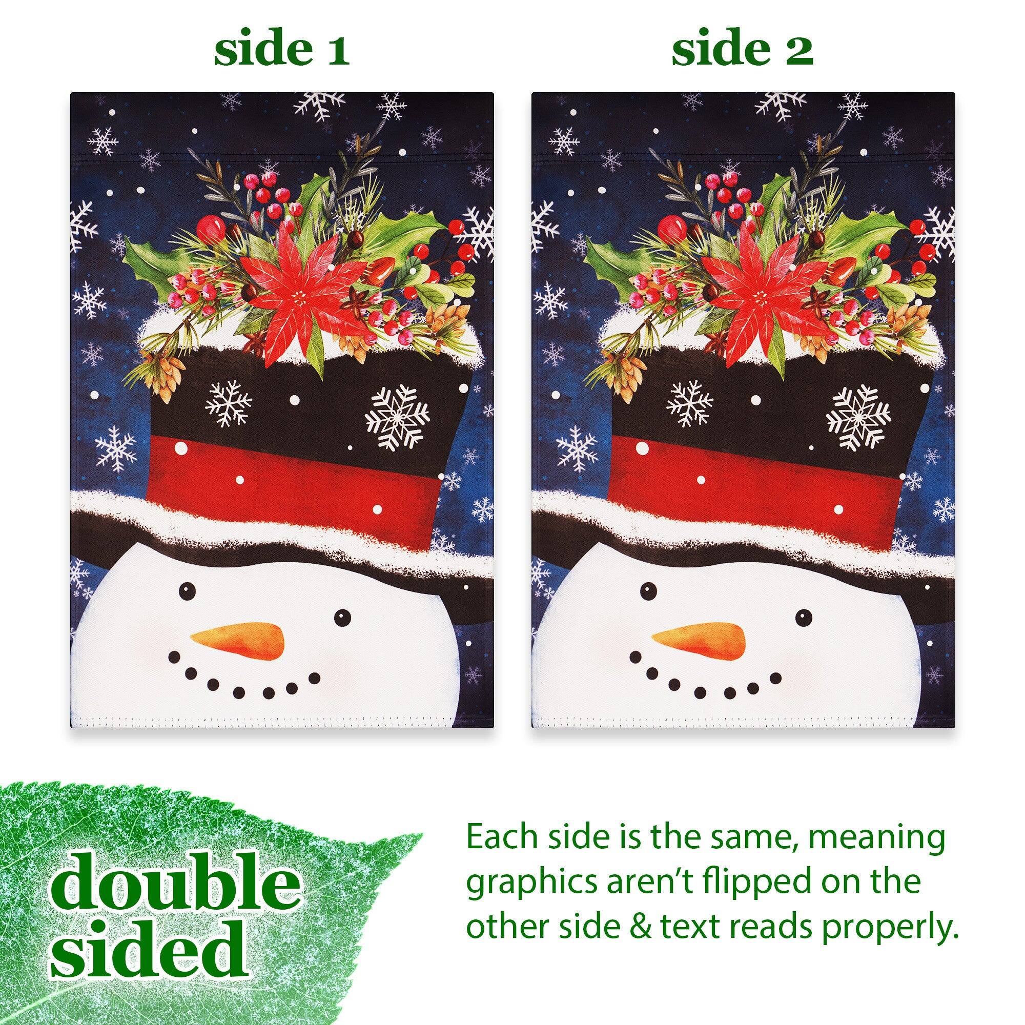side 1  
side 2  
double sided  

Each side is the same, meaning graphics aren't flipped on the other side & text reads properly.