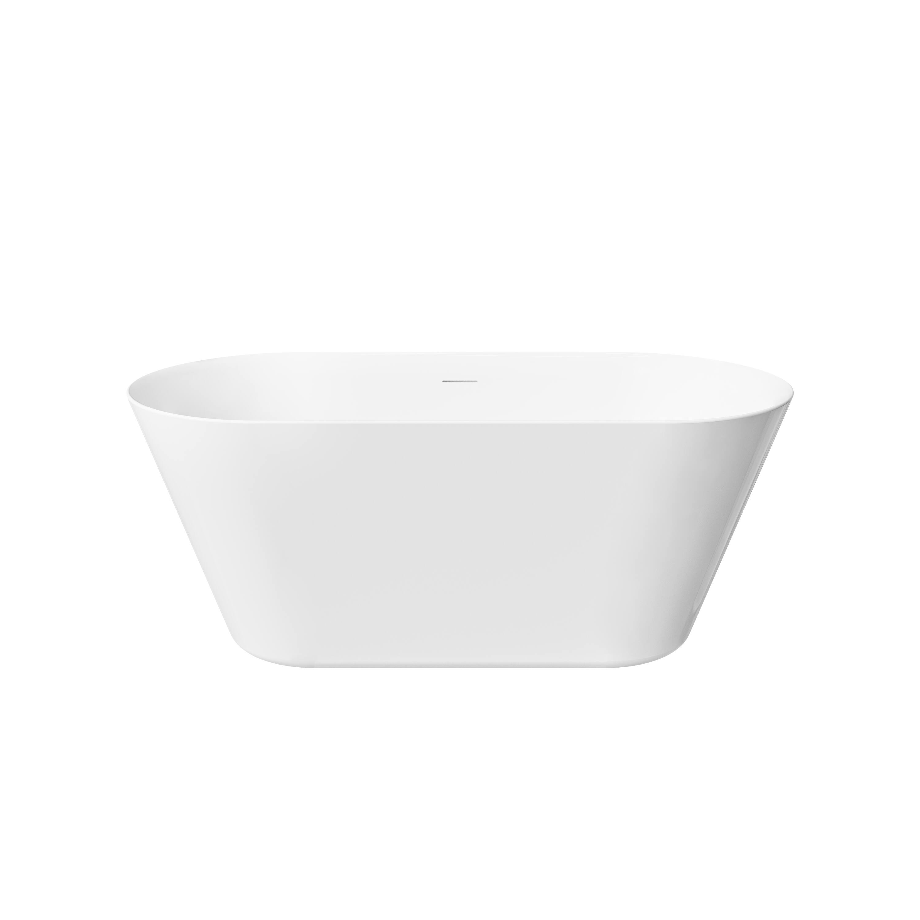 Alt View 10. WELLFOR - Sable 60 in. Acrylic Flatbottom Double Ended Freestanding Soaking  Bathtub with Drain and Overflow - White.