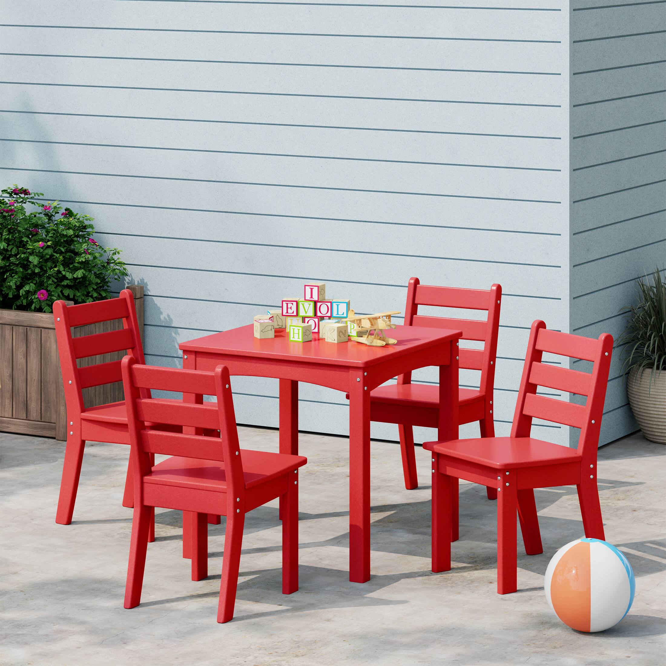 WestinTrends Treehouse Kids 5 Piece HDPE Dining Table and Chairs Set ...