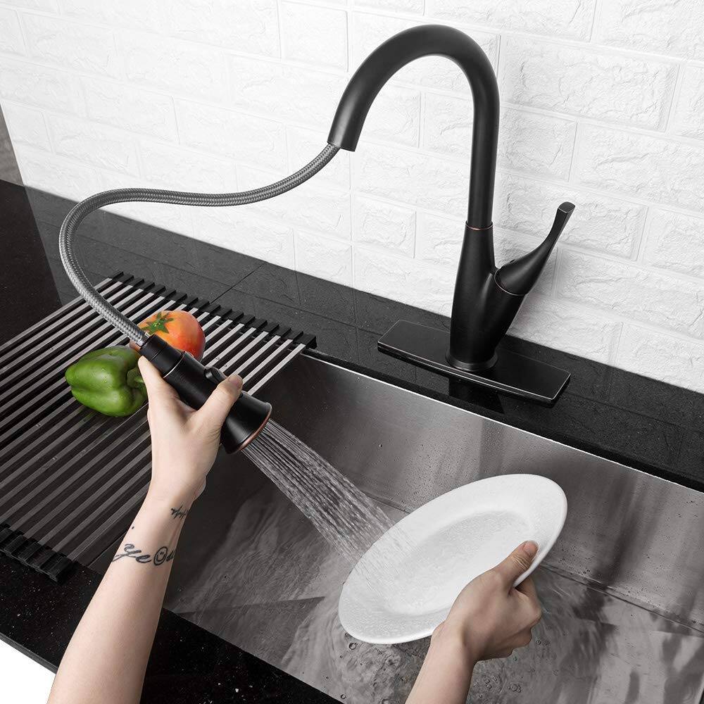 Alt View 1. Lordear - Oil-Rubbed Bronze Kitchen Faucet with Pull Out Spraye - Oil-Rubbed Bronze.