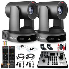 2 x PTZOptics Move 4K PTZ Camera with 30x Zoom (Gray) (PT30X-4K-GY-G3) + PT-JOY-G4 Controller + 2 x Wall Mount