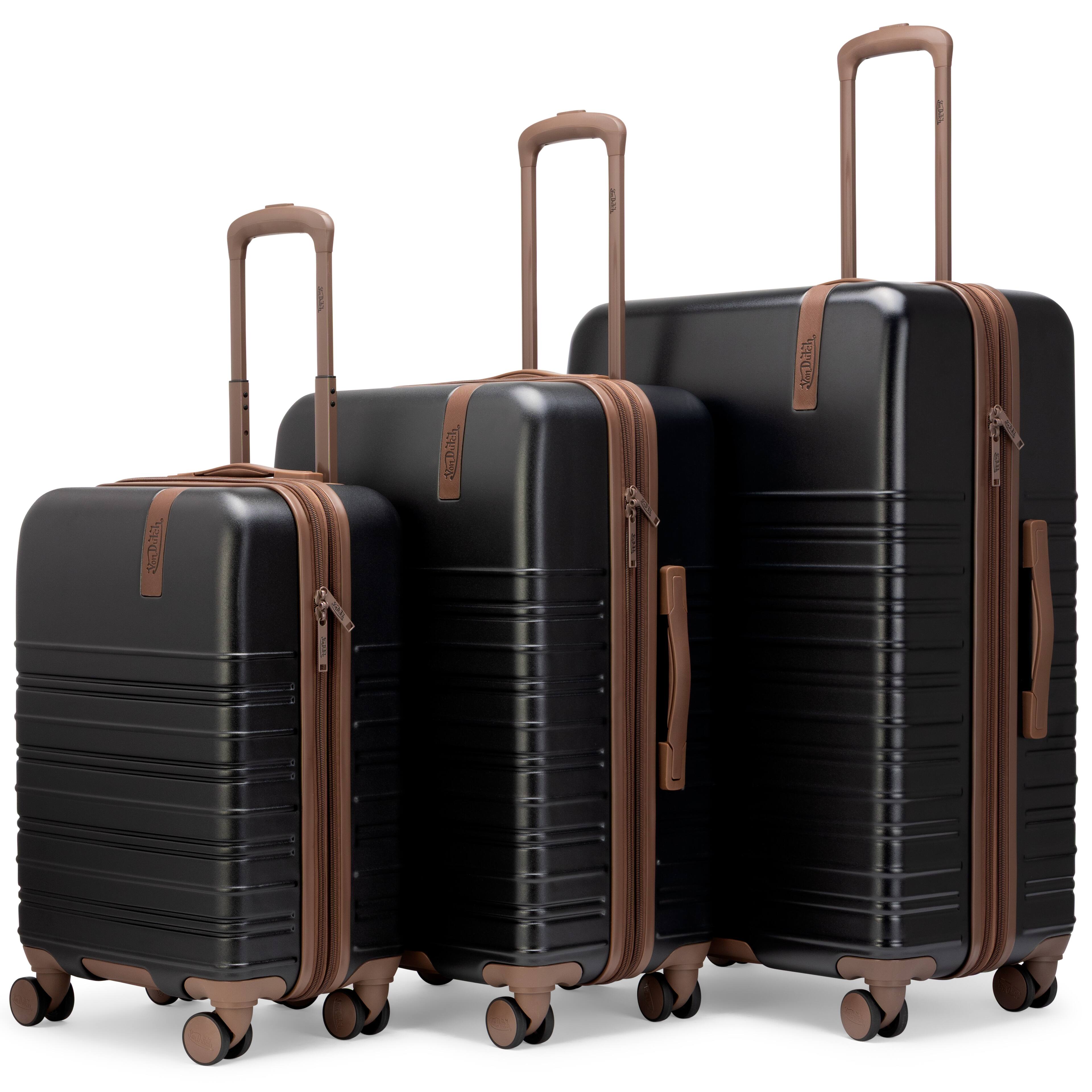 Alt View 4. Von Dutch - Von Dutch Retro Trek 3-Piece Expandable Hardside Spinner Luggage Set | Black - Black.